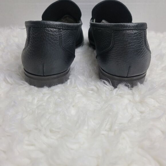 Santoni Penny Loafer Shoes Mens Size 10 Black Pebbled Leather Italy
